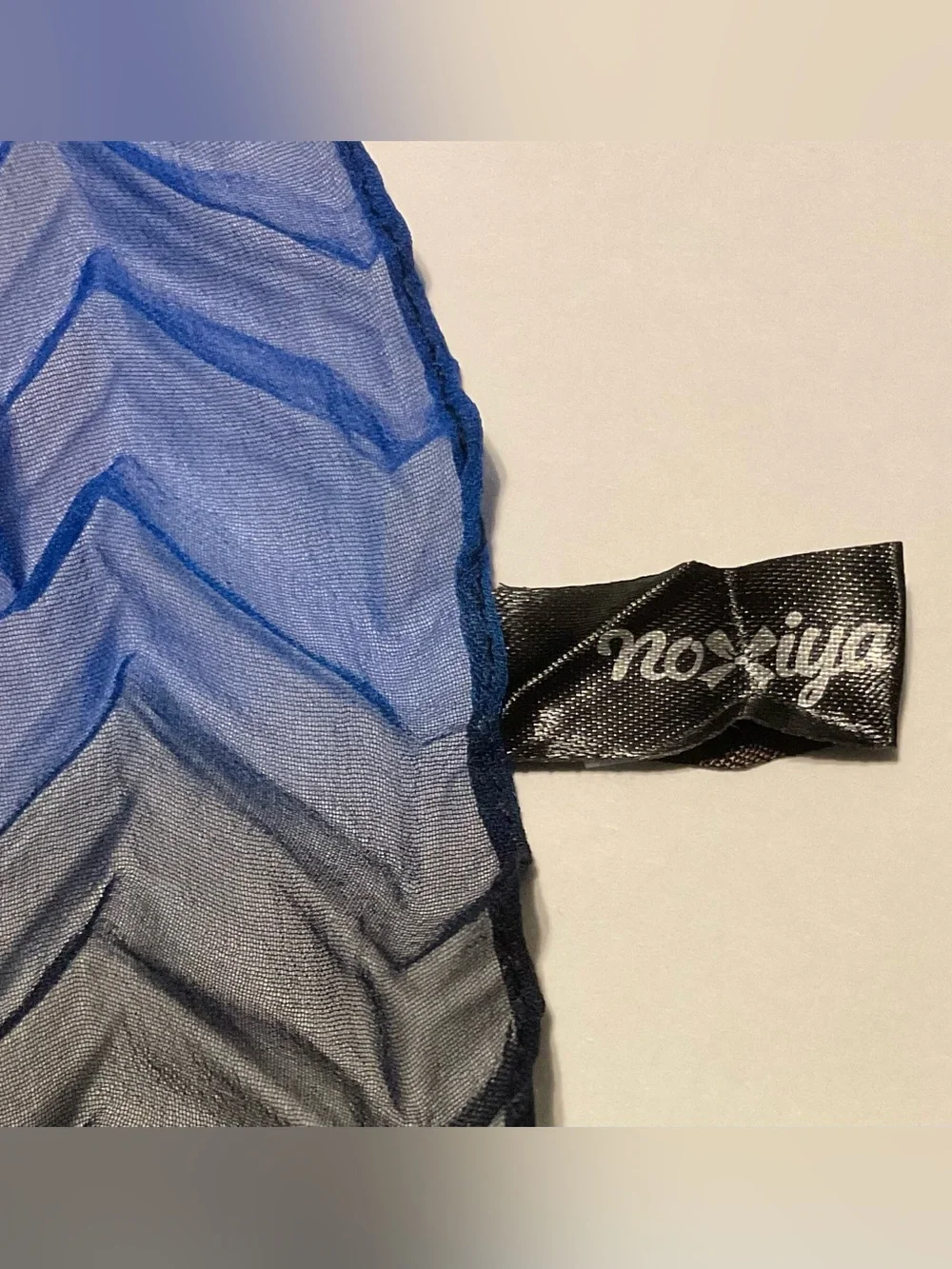 Noxiya Silk Pleated Rectangle Scarf Ombre Blue to Black 58x18 Women -